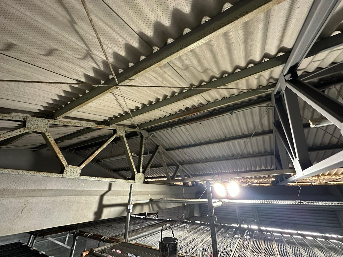 阿見町 倉庫 内部鉄骨塗装 施工前（梁）