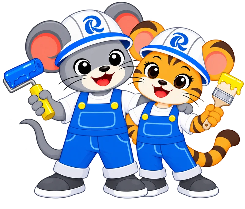 Rカラーペイントのキャラクター チュータくんとヌリコちゃん