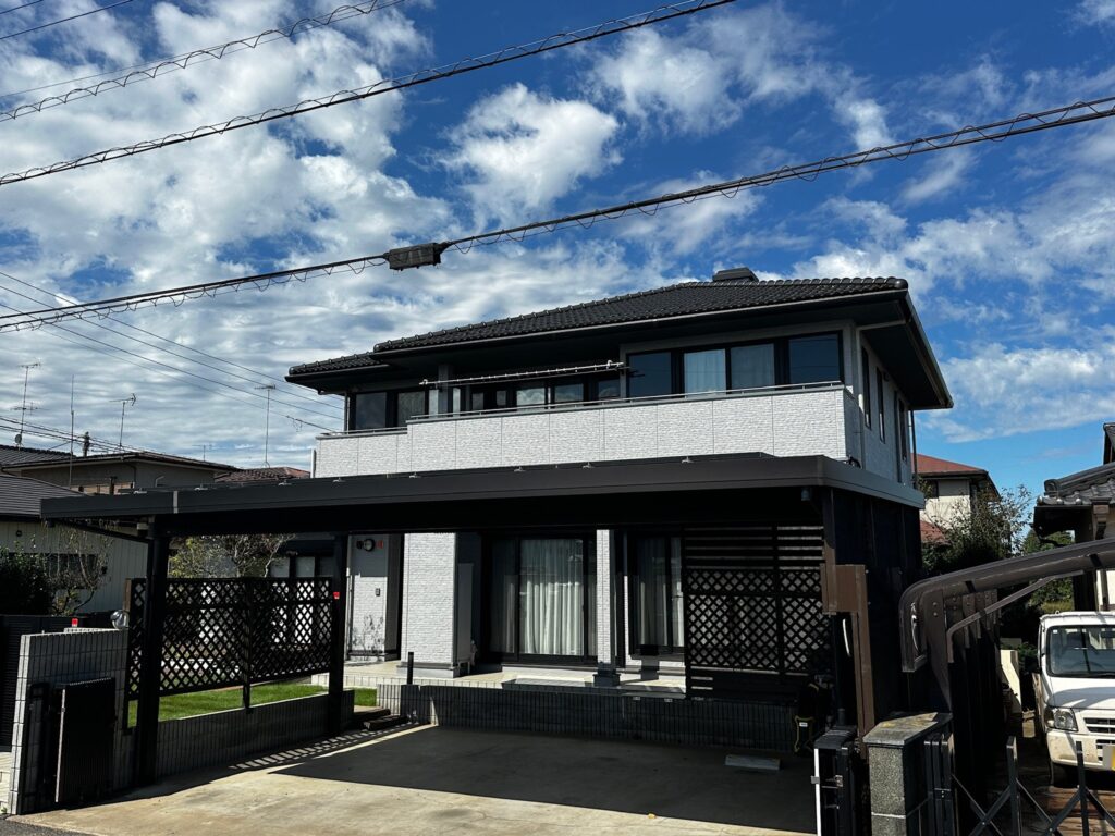 土浦市 外壁塗装 施工完了（カーポート側）