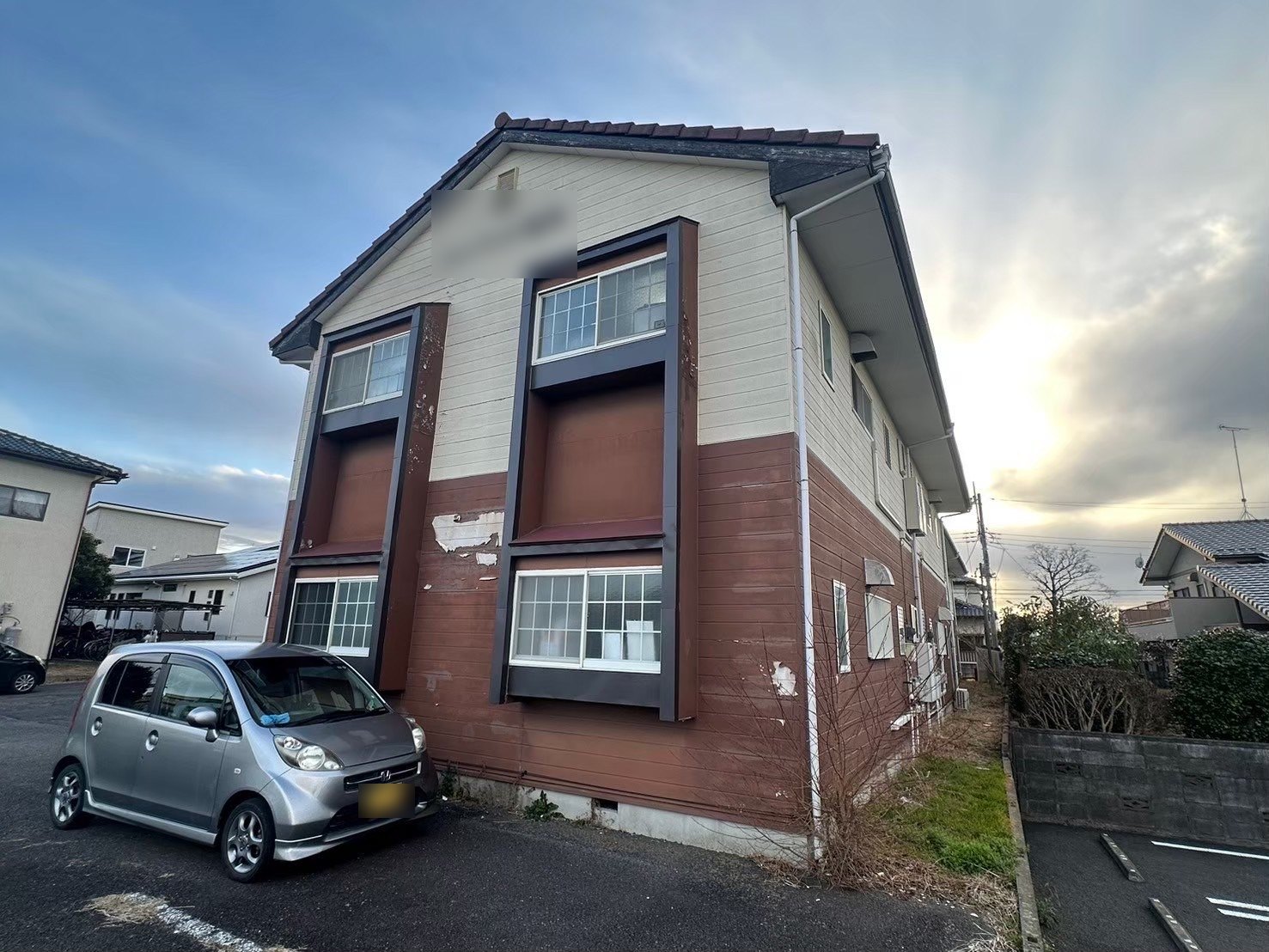 水戸市 アパート 外壁塗装・屋根塗装 施工前（妻側）
