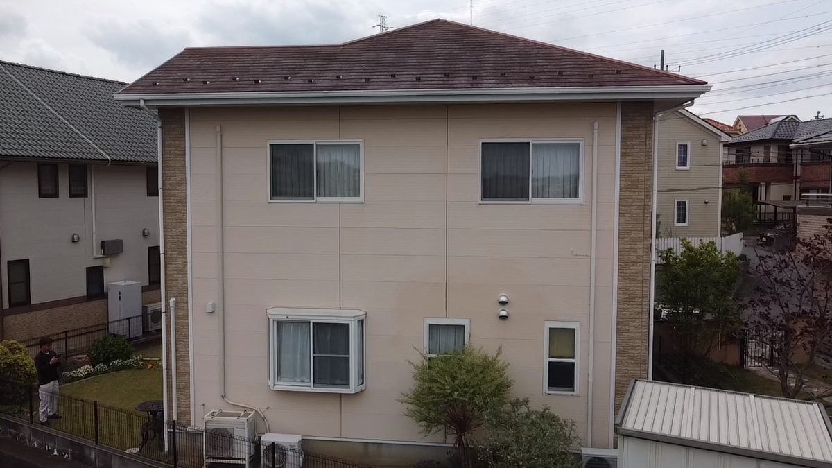 土浦市 屋根カバー工法・外壁塗装 ドローン診断（裏側外観）