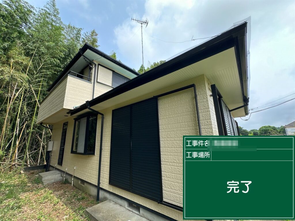 つくば市 外壁塗装 施工完了(側面)