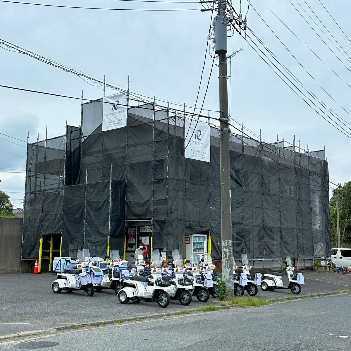 土浦市 テナント 外壁塗装・屋根塗装 足場設置